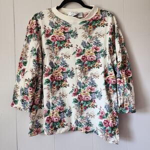 Vintage Cottage 90s Floral Print Sweatshirt Grandmas Couch Pullover Plus 20W